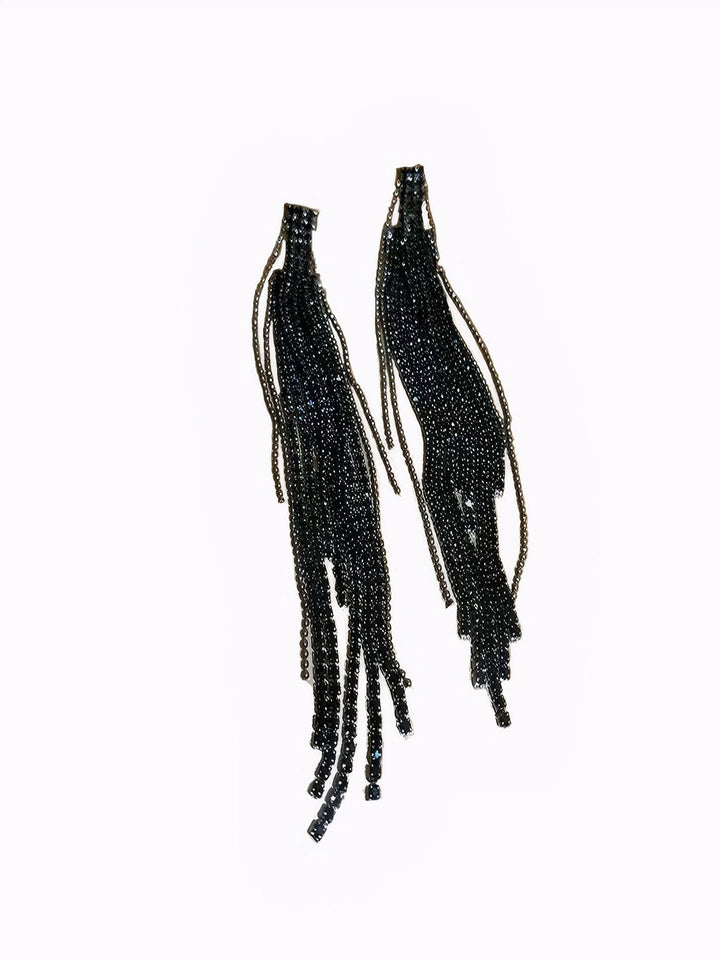 Rhinestone Long Fringe Dangle Earrings