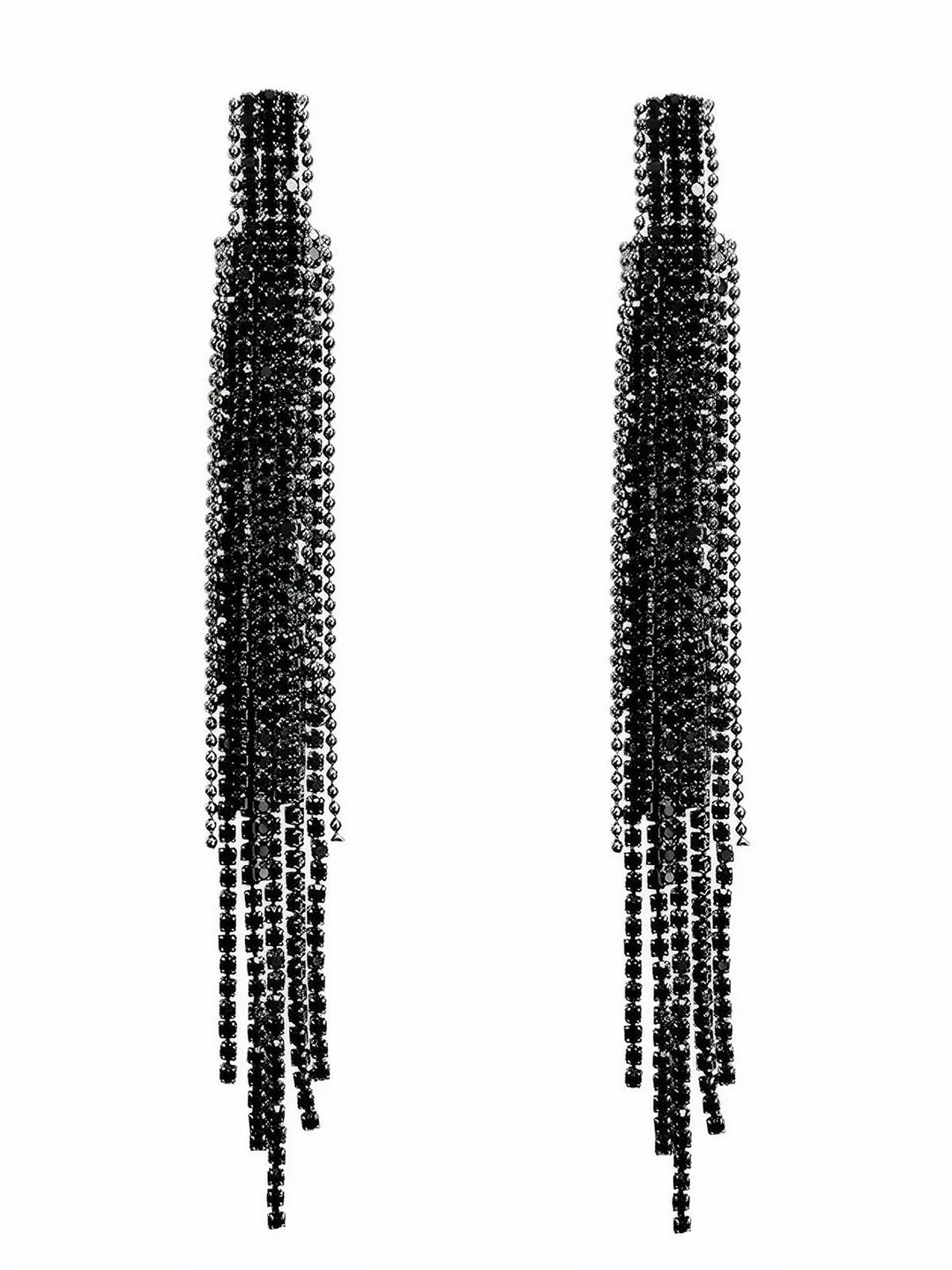 Rhinestone Long Fringe Dangle Earrings