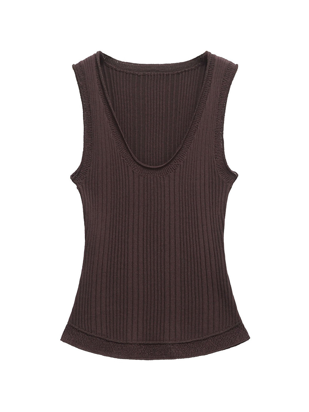 Ribbed V-neck Knit Top