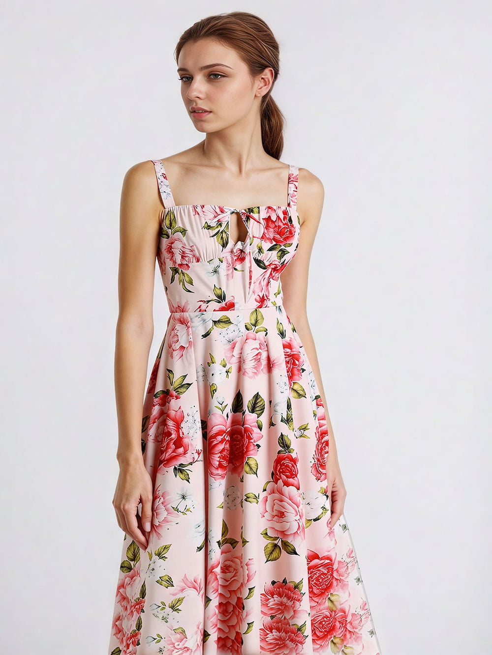 Rosebud Floral Midi Sundress HONEEAR