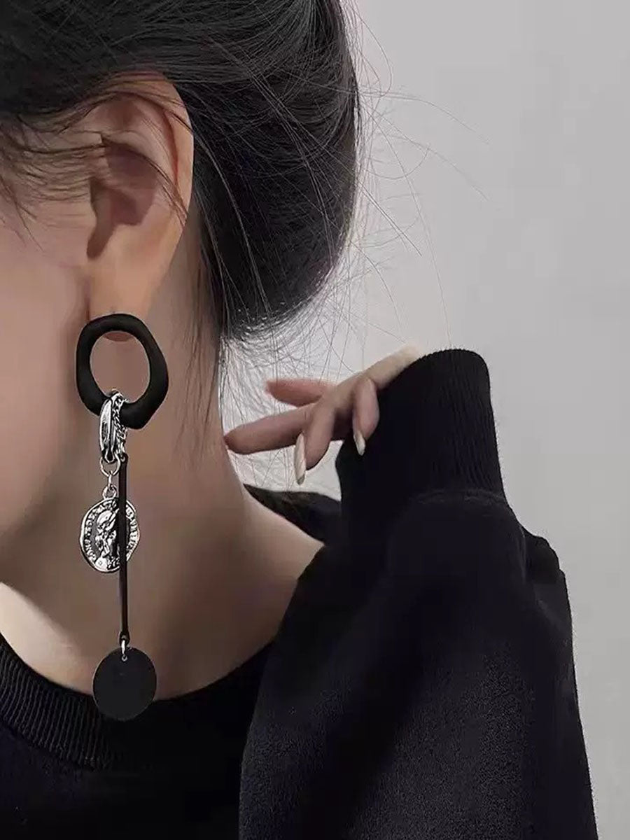Round Metal Dangle Earrings