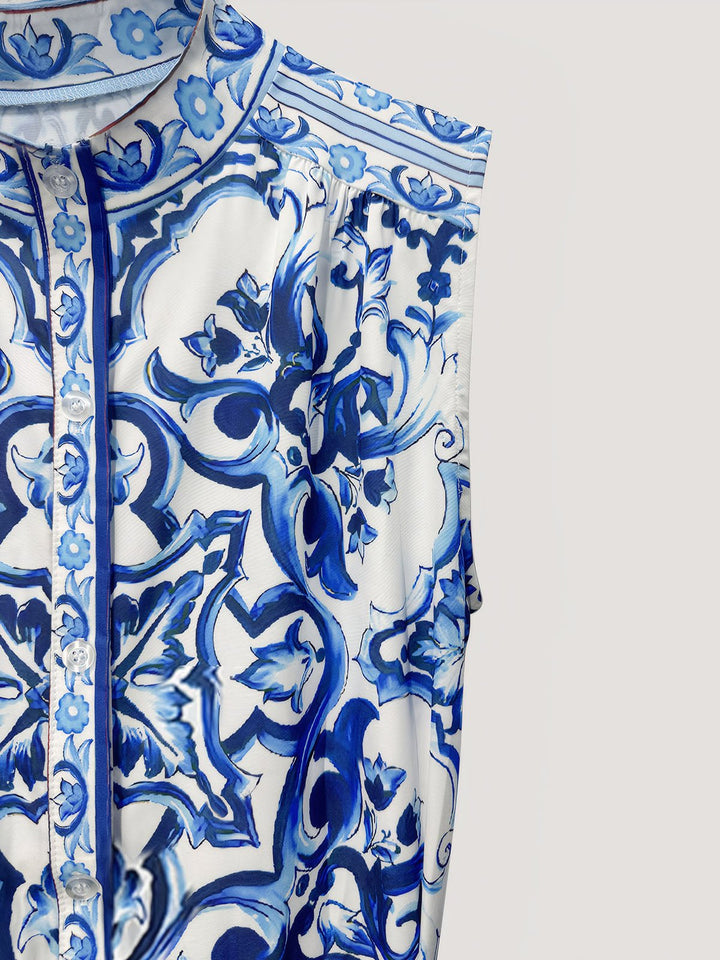 Royal Blue Porcelain Maxi Dress