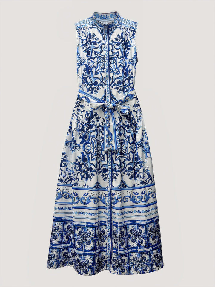 Royal Blue Porcelain Maxi Dress