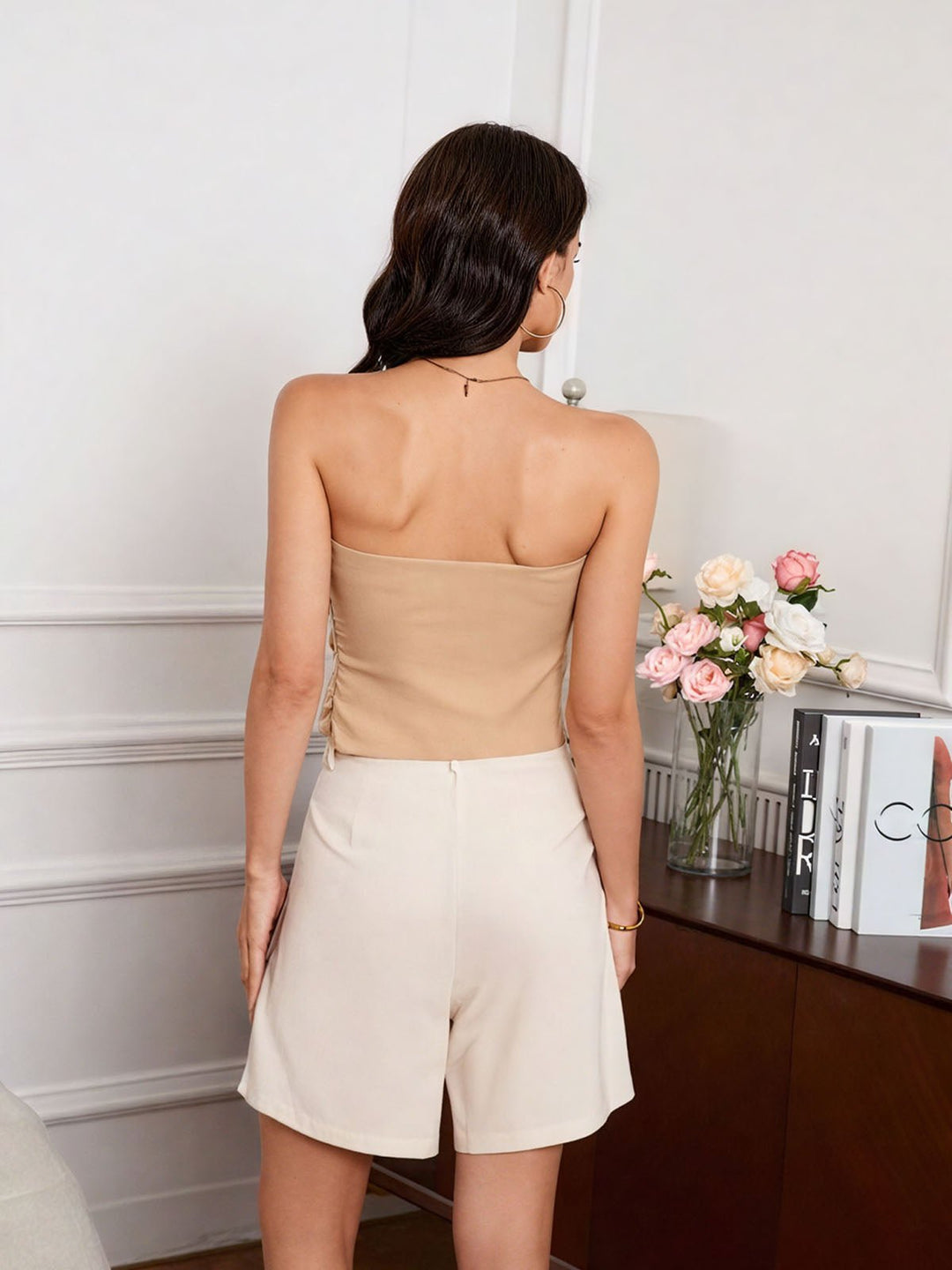 Ruched Backless Tube Top