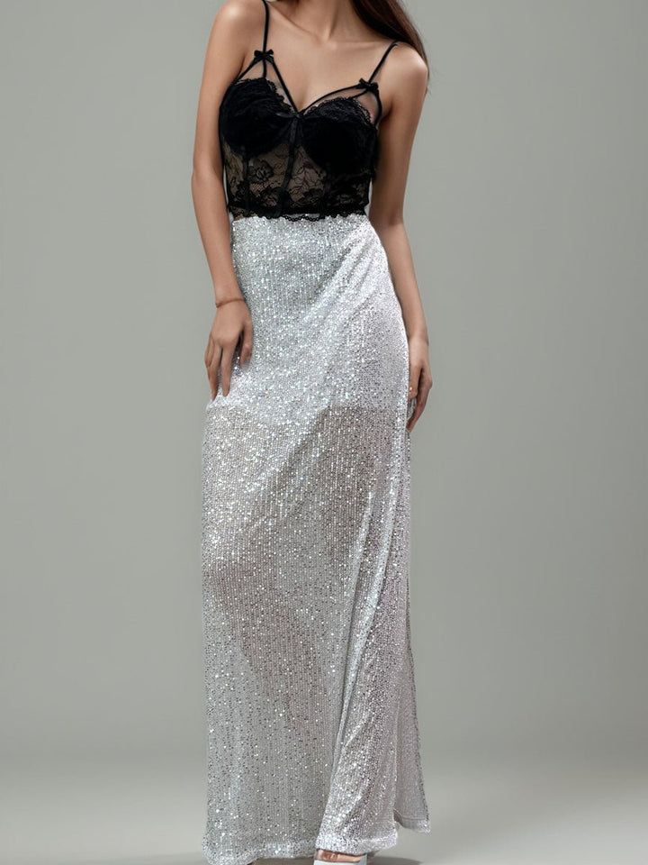 Sequins Decor Maxi Skirt