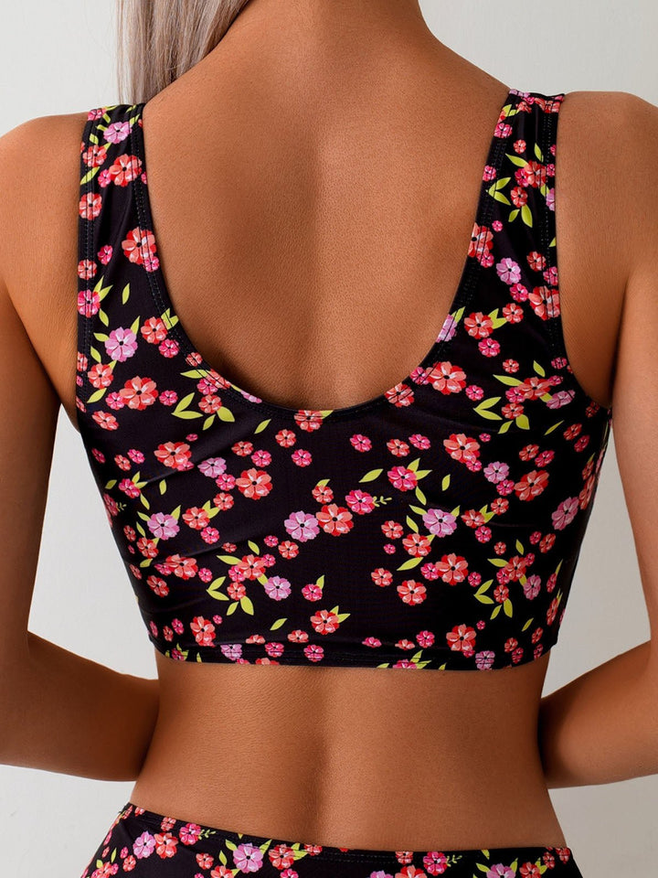 Sexy Laced Up Floral Bikini Set