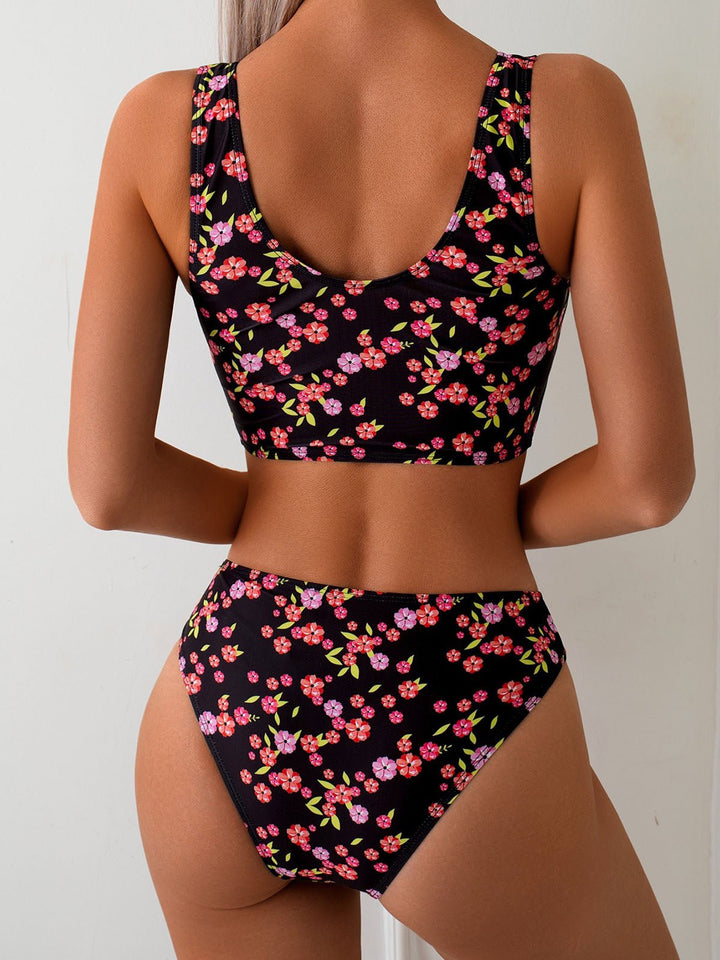 Sexy Laced Up Floral Bikini Set