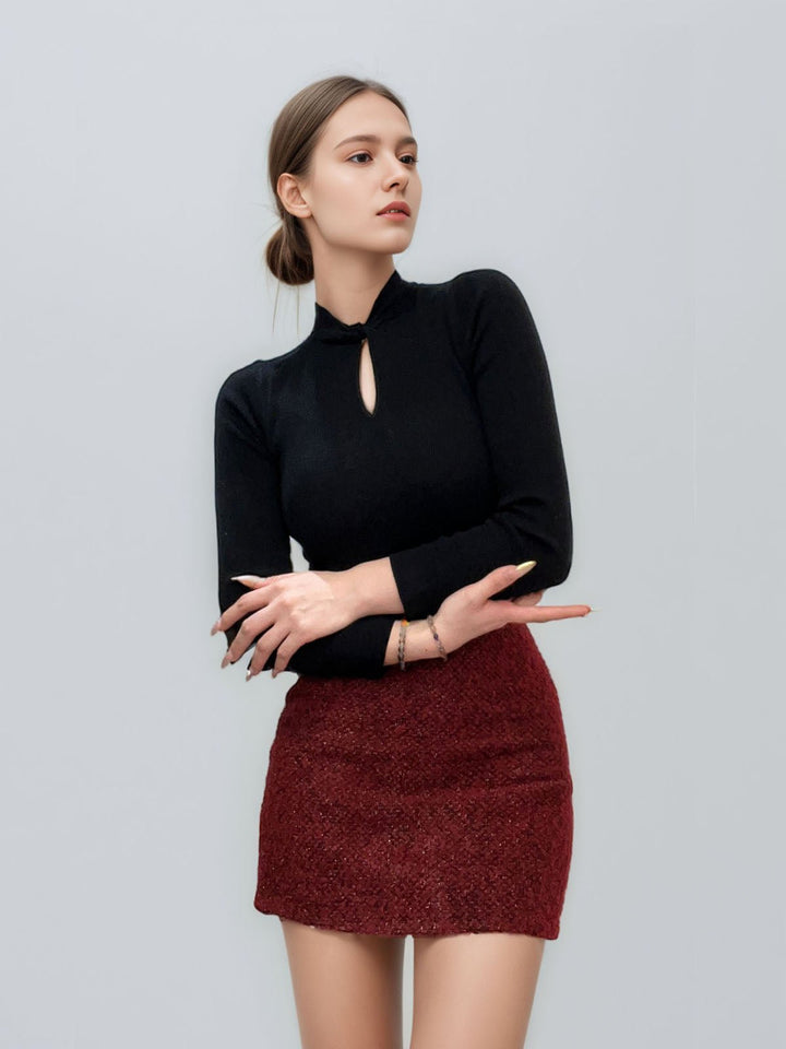 Shiny Butterfly Knot Hairpin Mini Skirt