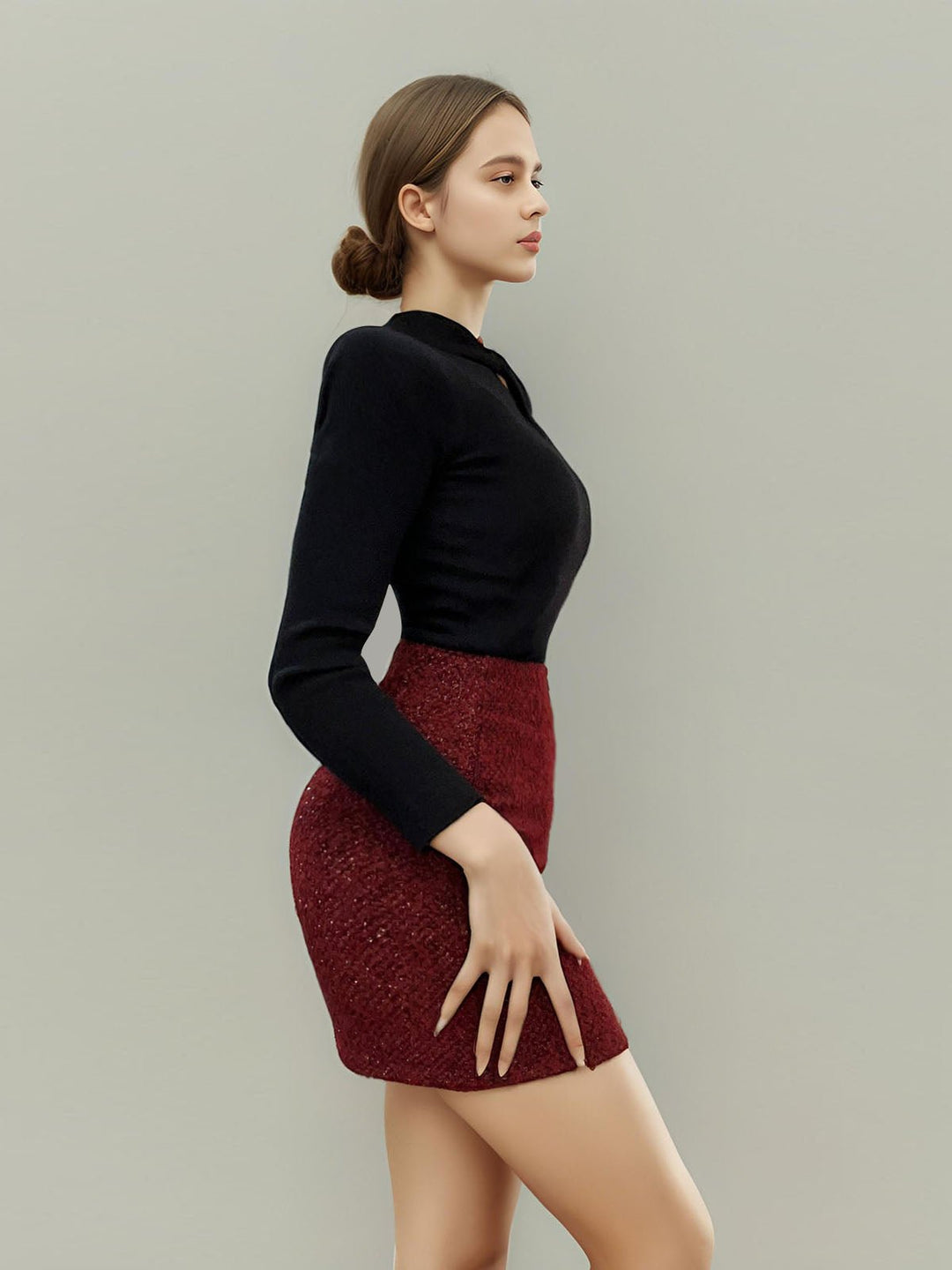 Shiny Butterfly Knot Hairpin Mini Skirt