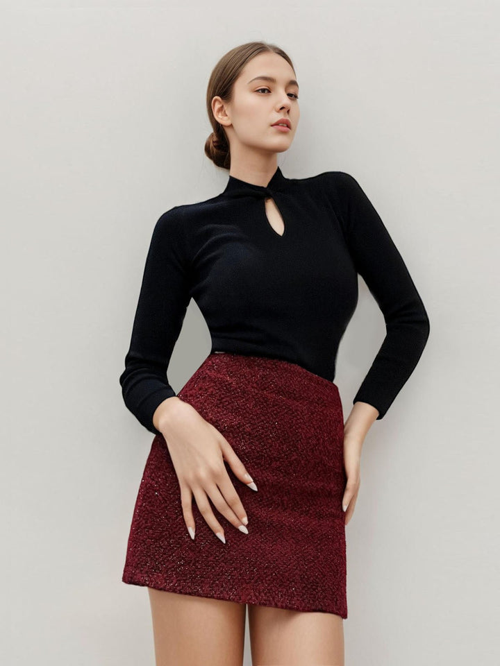 Shiny Butterfly Knot Hairpin Mini Skirt