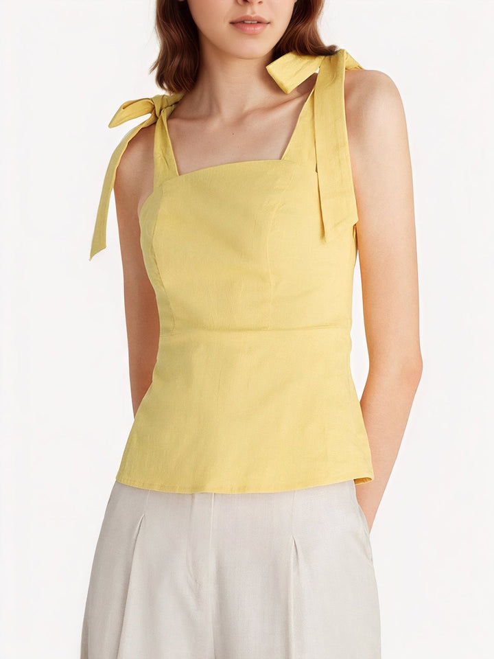 Shoulder Tie Square Neck Top