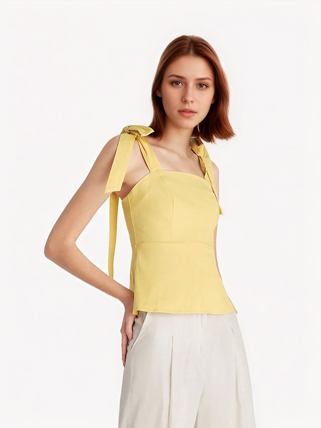 Shoulder Tie Square Neck Top