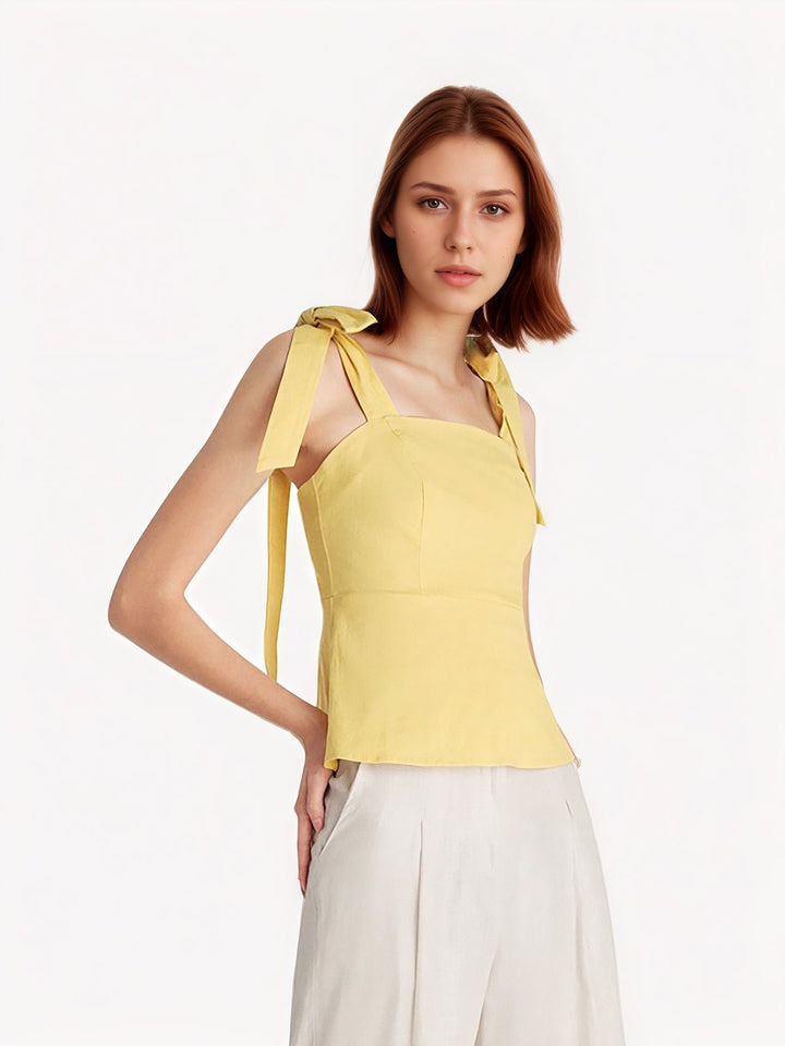 Shoulder Tie Square Neck Top