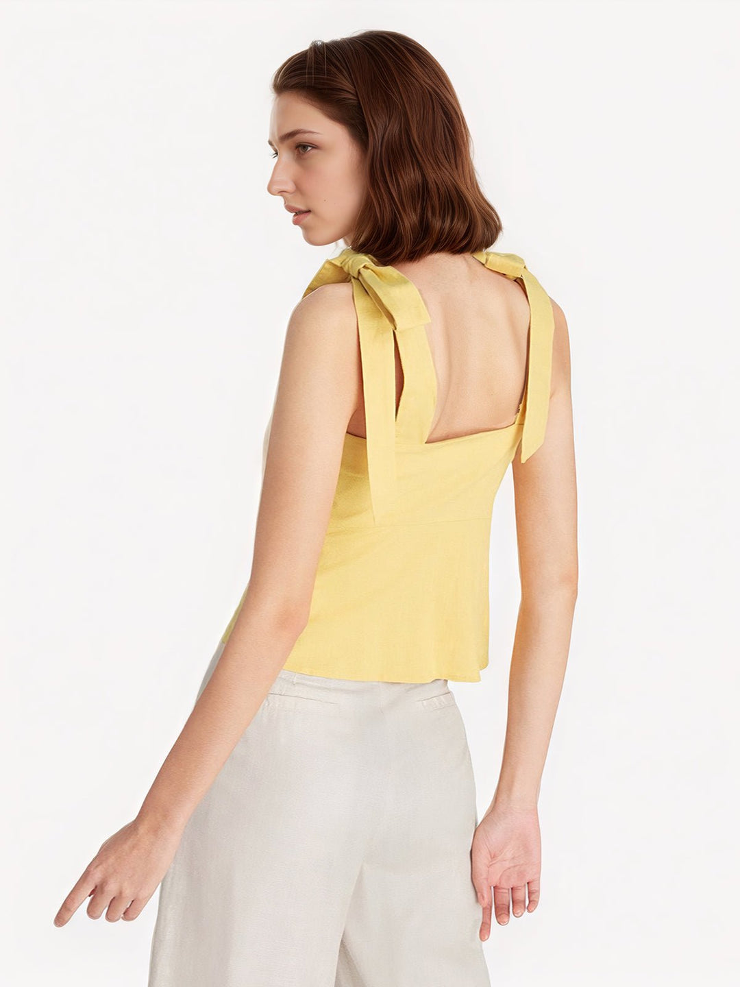 Shoulder Tie Square Neck Top