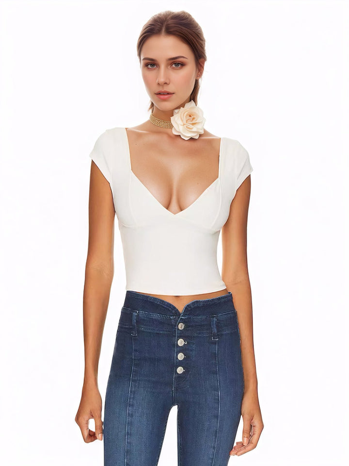 Solid Color Deep V-neck Tank Top