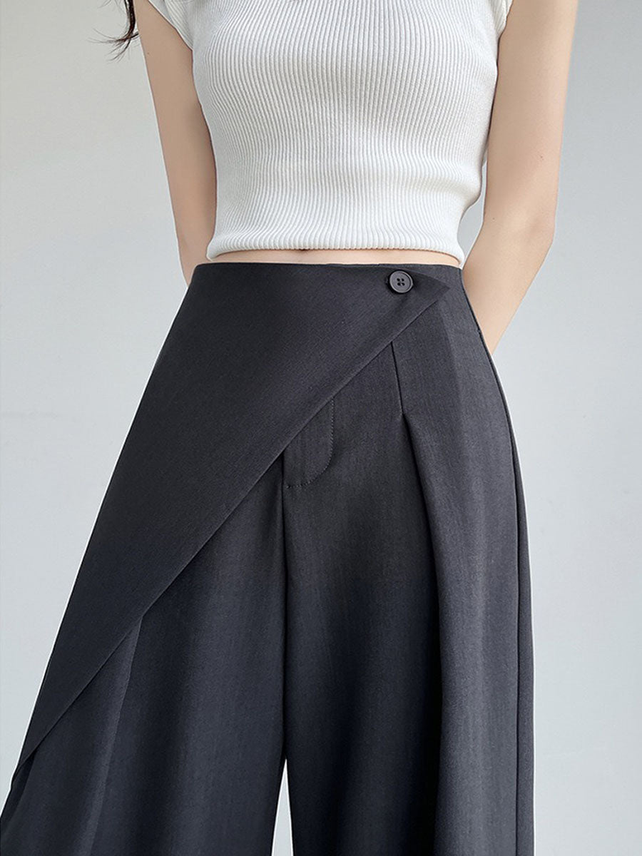 Solid Color Loose Fit Casual Pants