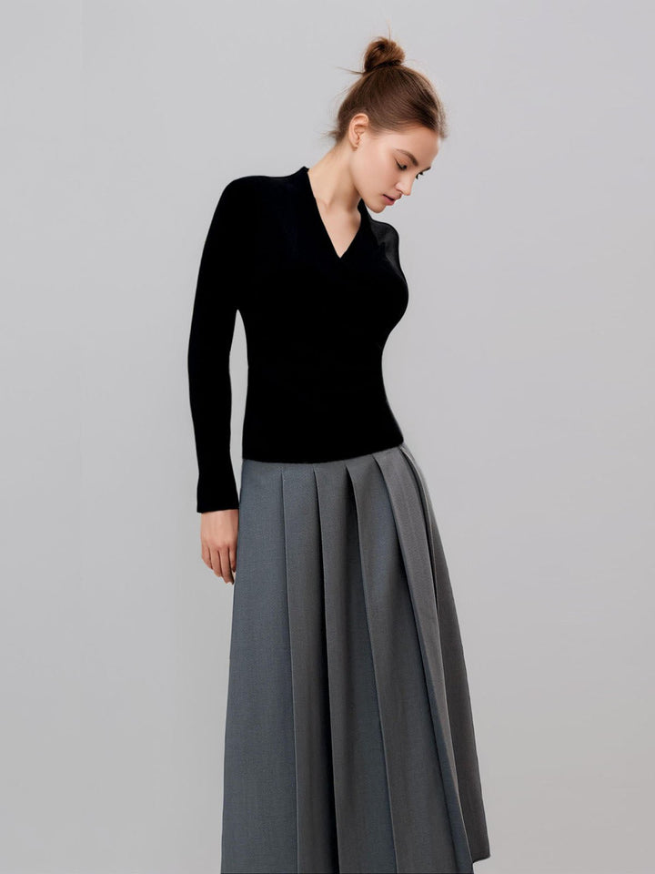 Solid Color Pleated Skirt