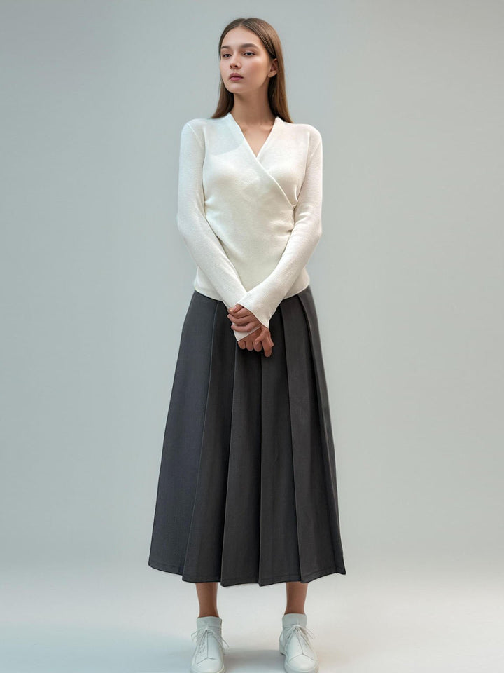 Solid Color Pleated Skirt