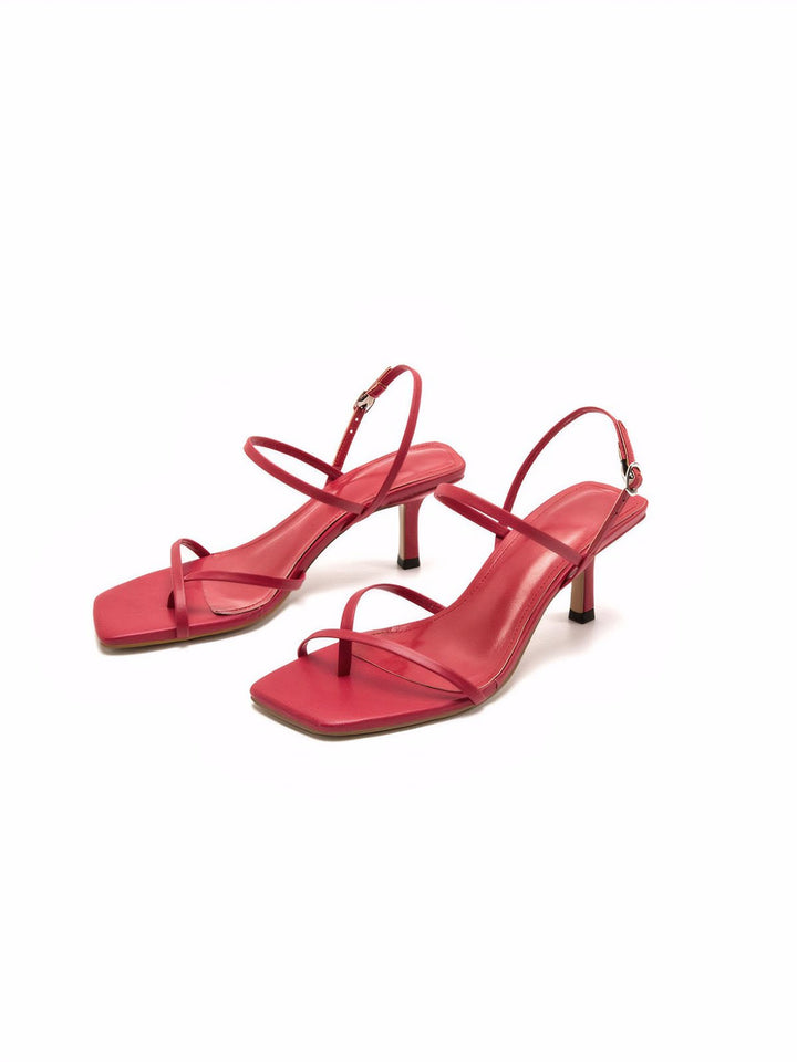 Solid Color Square Heel Sandals