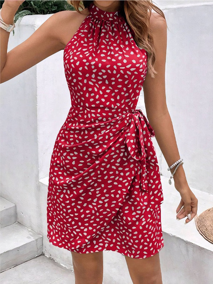 Solid Colored Polka Dot Mini Dress