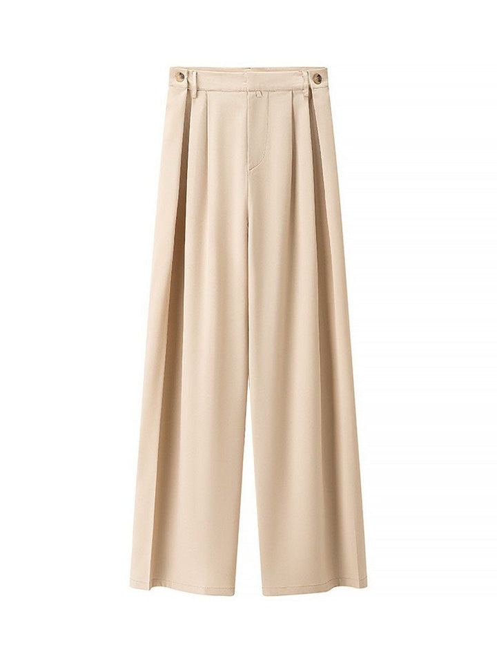 Solid Front Zipper Straight Pants