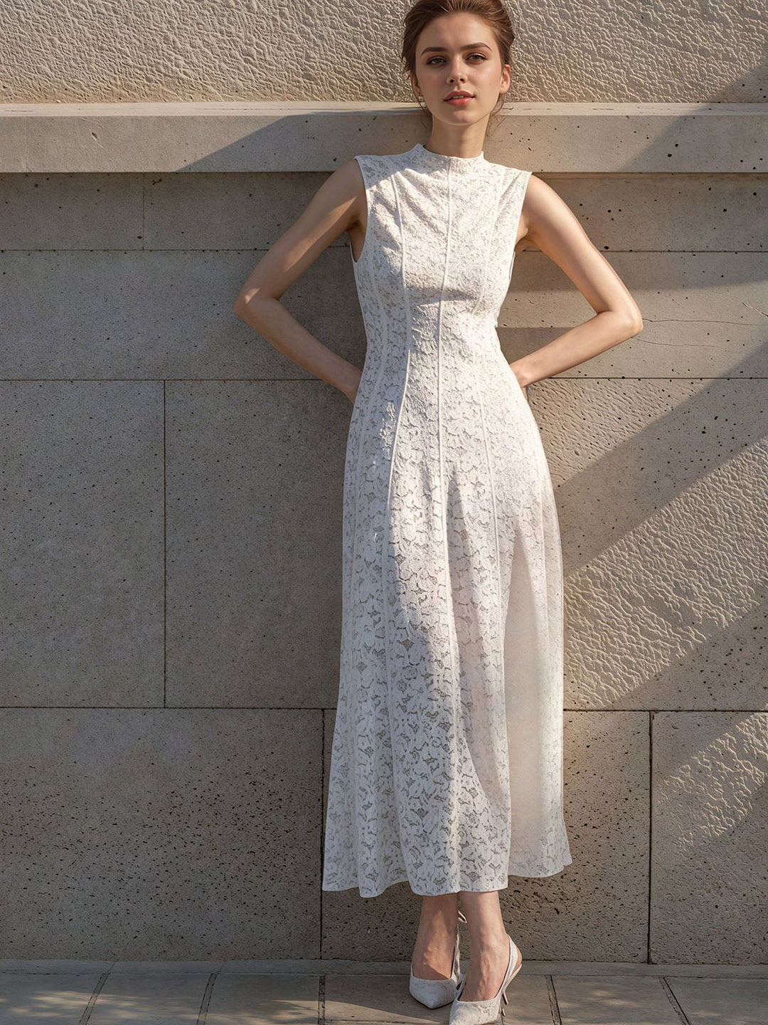 Solid Lace Slimming Maxi Dress