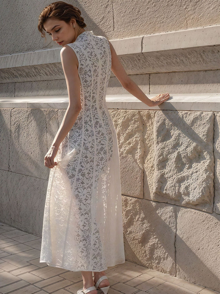 Solid Lace Slimming Maxi Dress