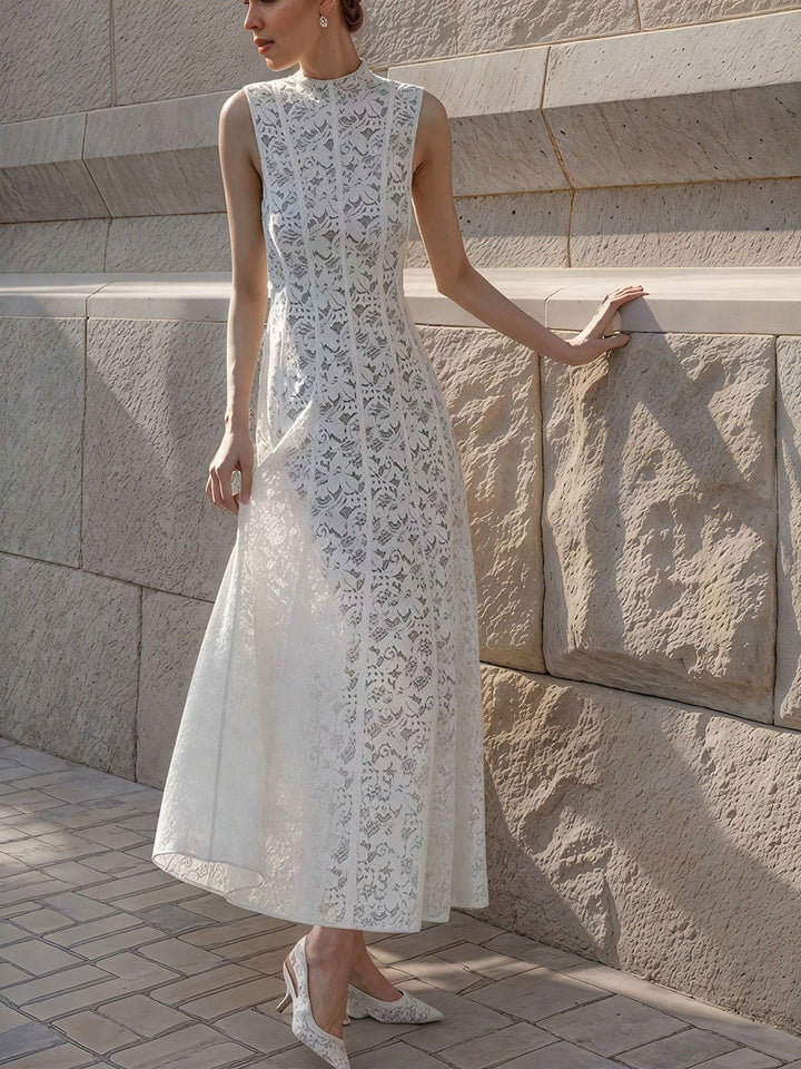 Solid Lace Slimming Maxi Dress