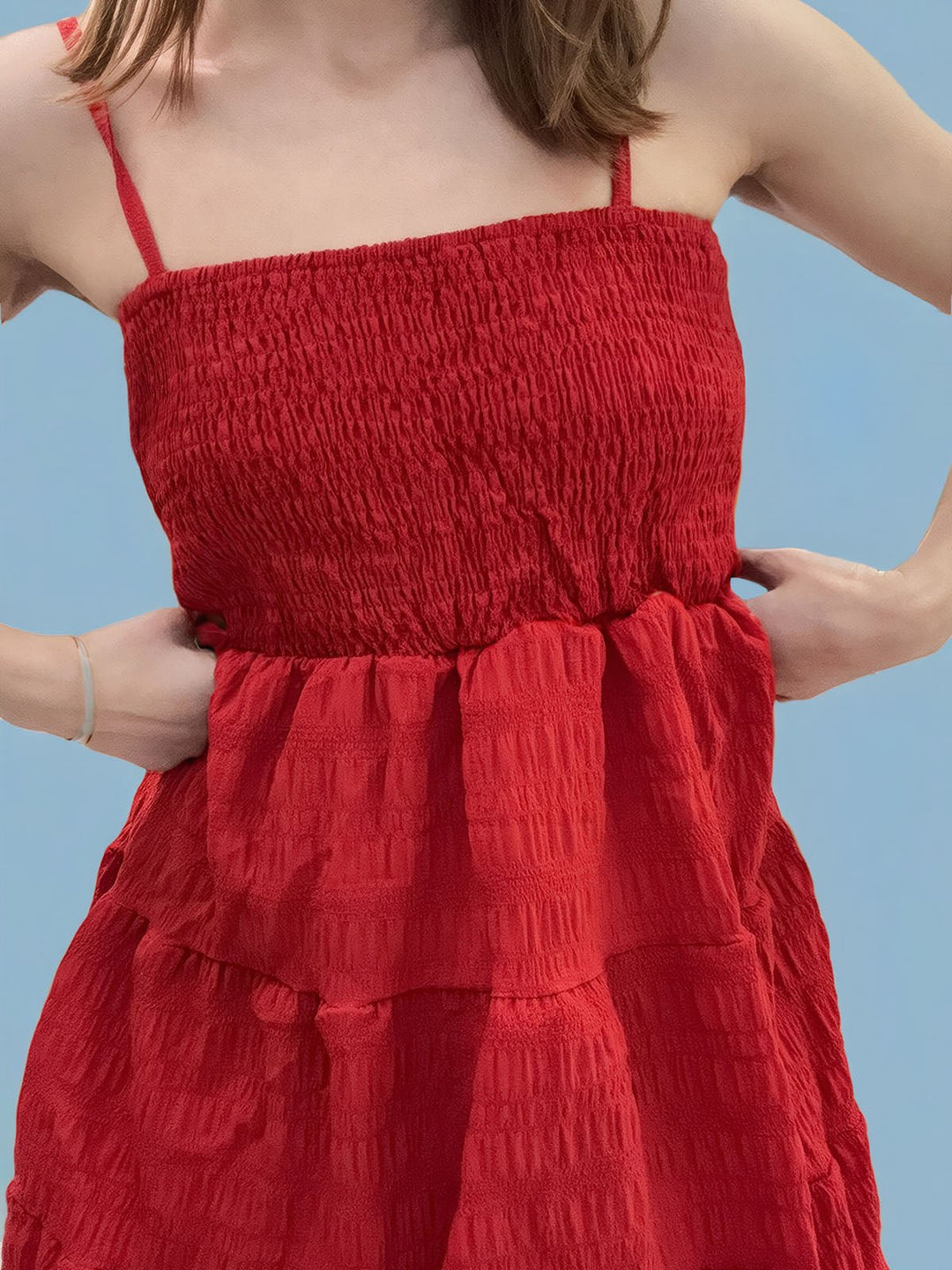 Solid Ruffle Hem Short Dress