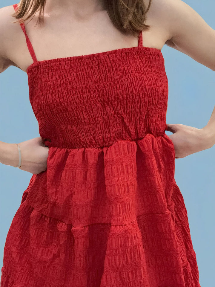 Solid Ruffle Hem Short Dress