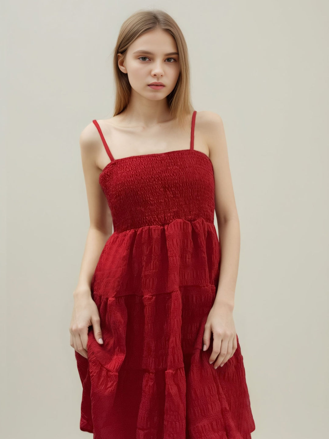Solid Ruffle Hem Short Dress