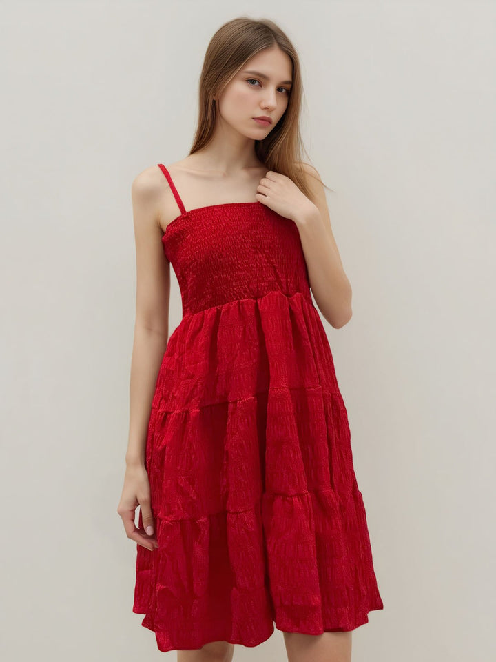 Solid Ruffle Hem Short Dress