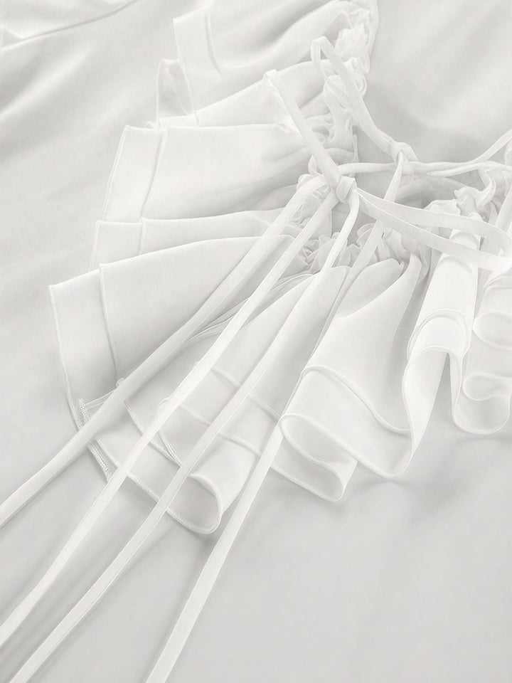 Solid Ruffles Full Sleeve Chiffon Shirt