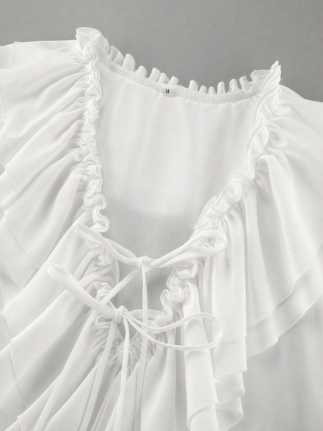 Solid Ruffles Full Sleeve Chiffon Shirt