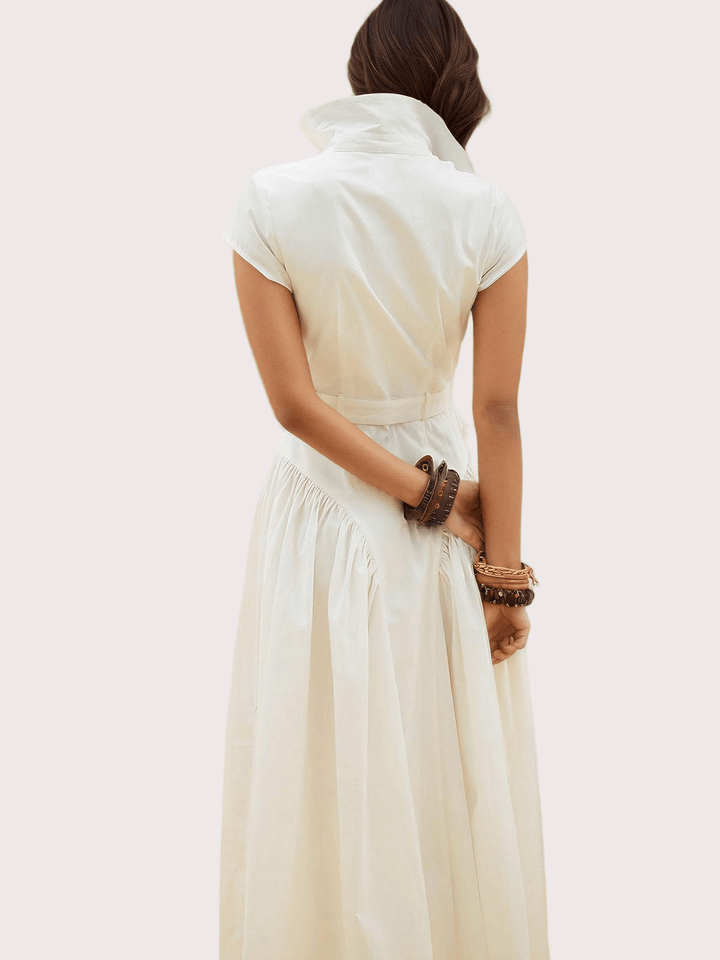 Solid Slim Spliced Belt Dress