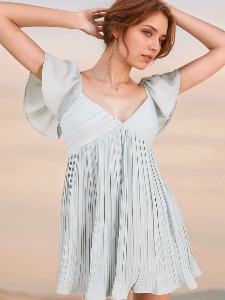 Solid Spliced Folds Dress