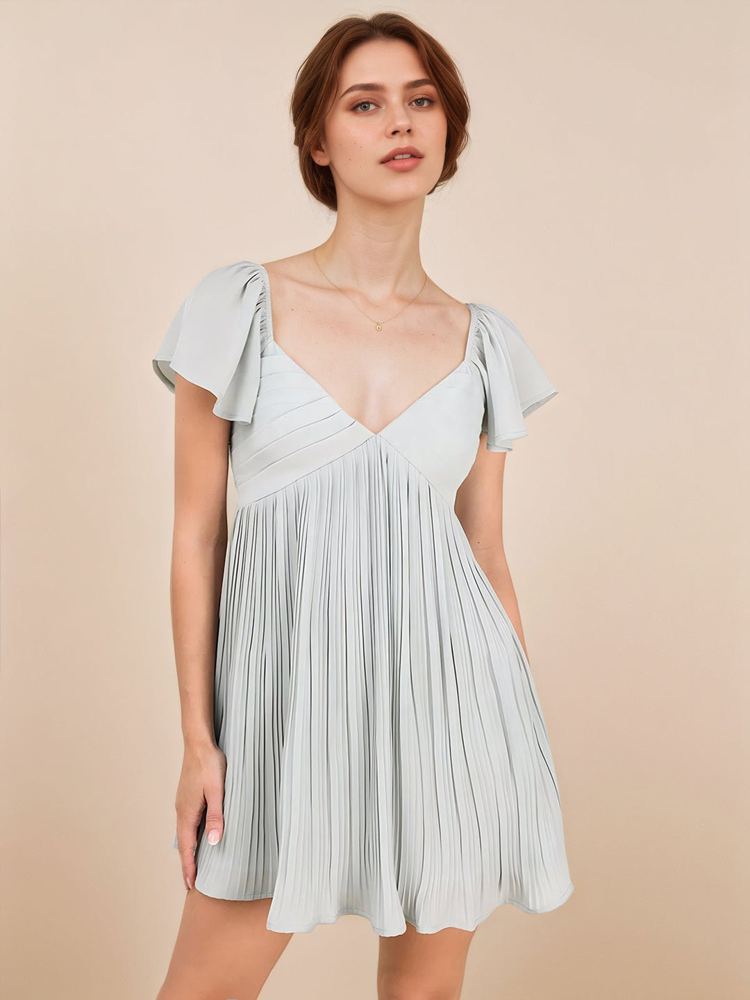 Solid Spliced Folds Dress