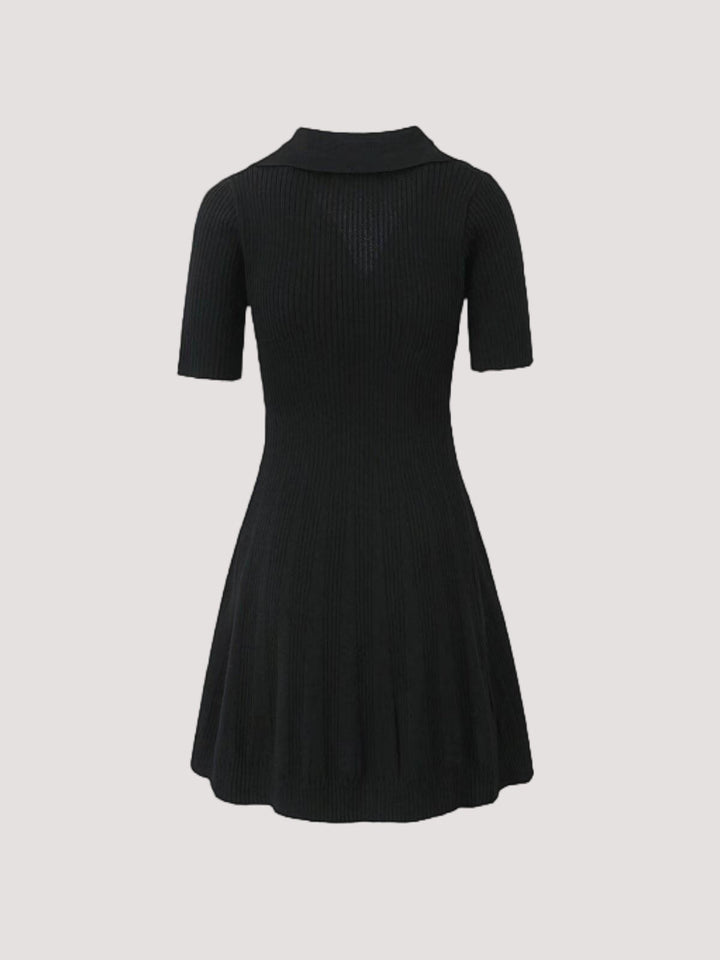 Solid V-neck Knit Dress