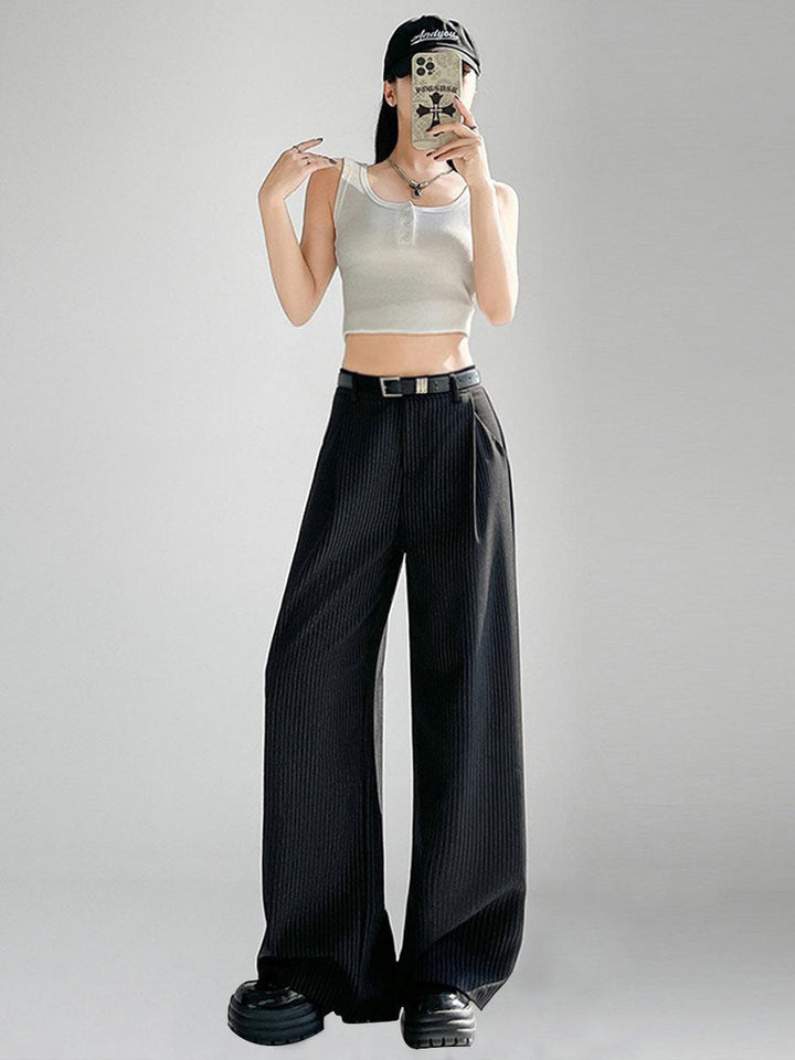 Solid Wide Leg Pants Without Belt
