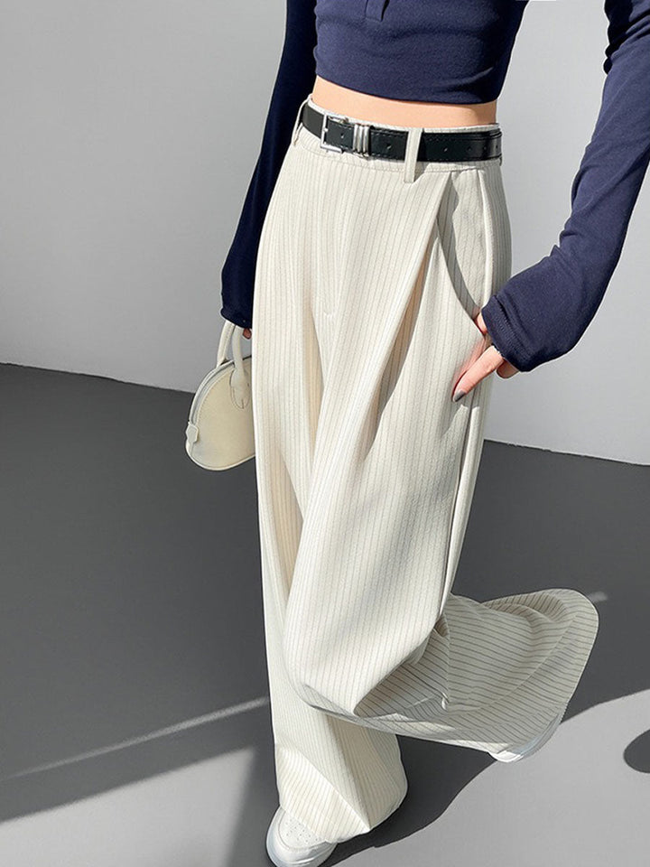 Solid Wide Leg Pants Without Belt