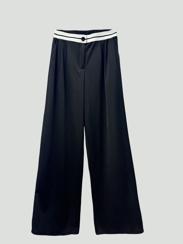 Solid Wide Leg Pants Without Belt