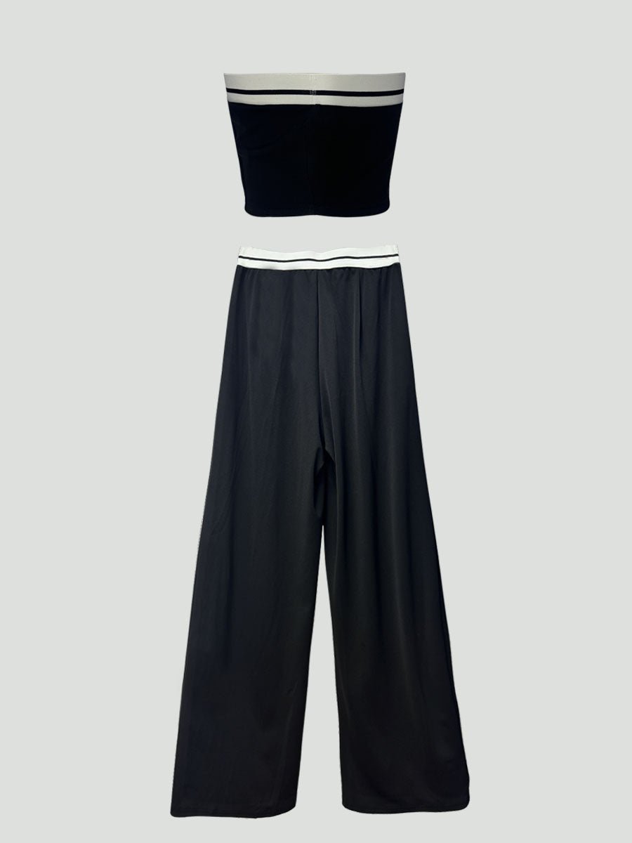Solid Wide Leg Pants Without Belt
