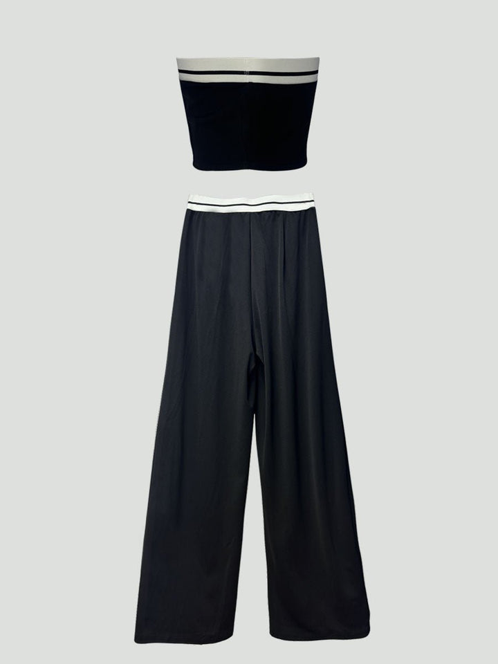 Solid Wide Leg Pants Without Belt