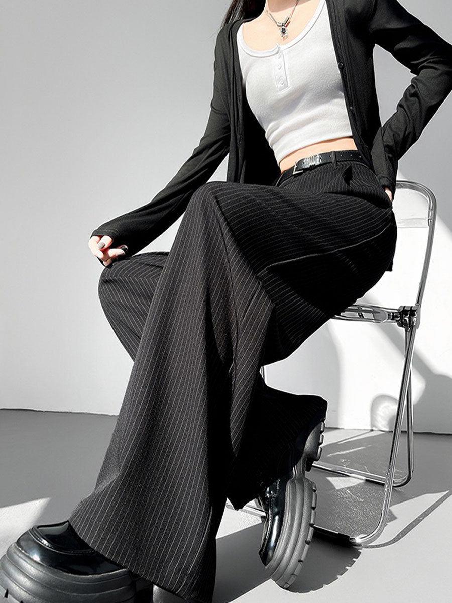 Solid Wide Leg Pants Without Belt