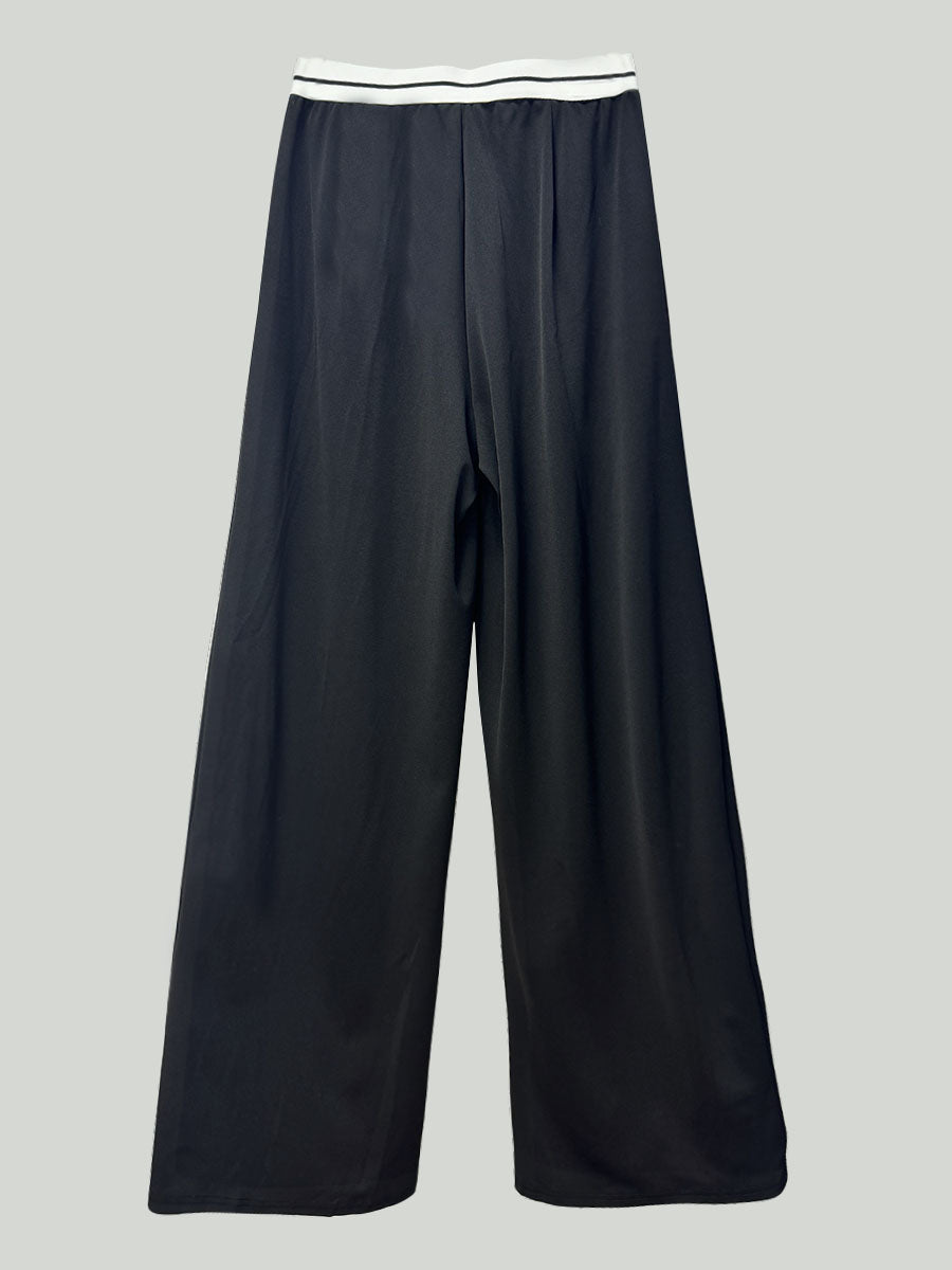 Solid Wide Leg Pants Without Belt