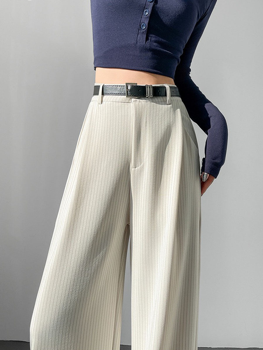 Solid Wide Leg Pants Without Belt
