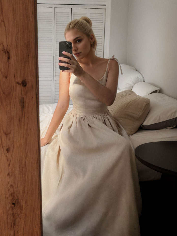 Spaghetti Straps Backless Midi Dresses