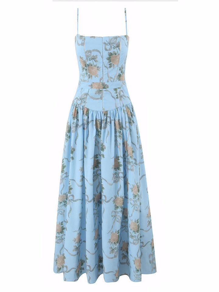 Spaghetti Straps Floral Print Dress