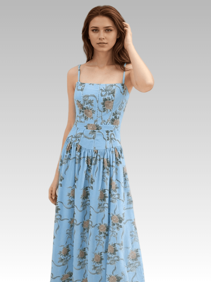 Spaghetti Straps Floral Print Dress