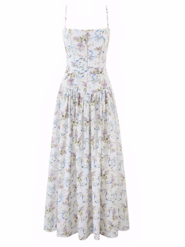 Spaghetti Straps Floral Print Dress